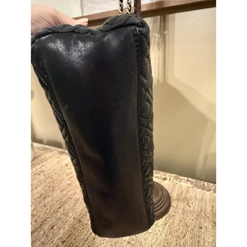 Tory Burch Fleming Quilted Open Crossbody Shoulder Bag Purse Style Black‎